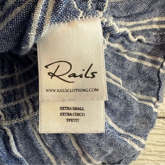 Rails Linen Lita Of The Shoulder Smocked Stripe Top XS - Picture 4 of 7